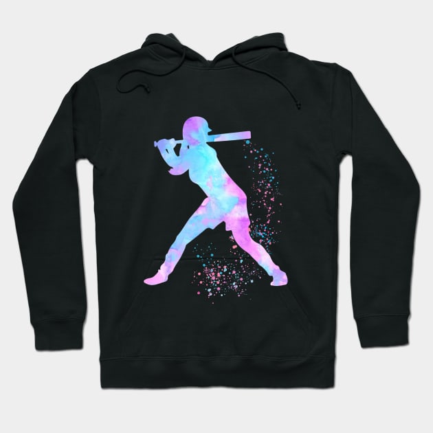 Baseball Girl Batter Watercolor Silhouette Hoodie by LotusGifts